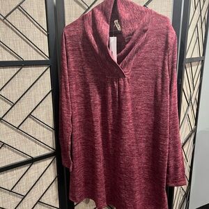 NWT - Hello MIZ Burgundy Cowl Neck Maternity Tunic - XL